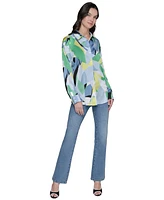 Karl Lagerfeld Paris Petite Printed Button-Front Shirt