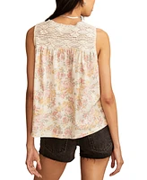 Lucky Brand Women's Printed Lace-Trim Tank Top