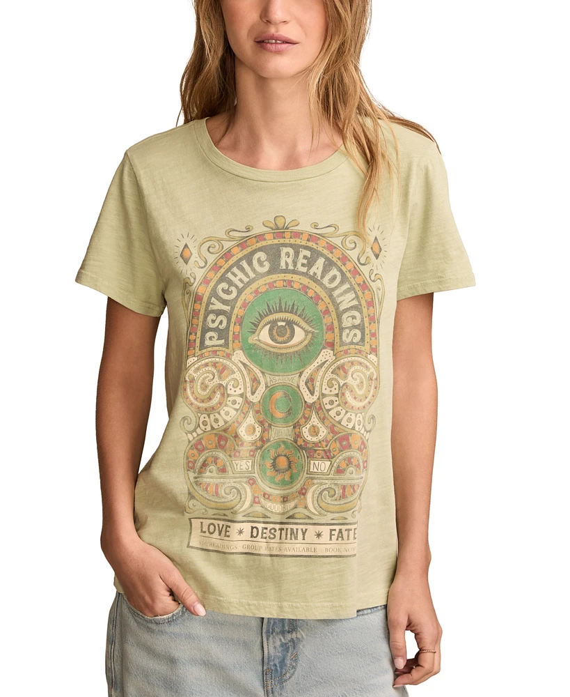 Lucky Brand Women's Psychic Reading Graphic Classic Cotton Crewneck T-Shirt