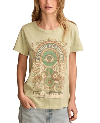 Lucky Brand Women's Psychic Reading Graphic Classic Cotton Crewneck T-Shirt