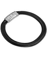 Esquire Men's Jewelry Flat Snake Chain Bracelet in Black Ion-Plated Stainless Steel & Stainless Steel