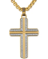 Esquire Men's Jewelry Diamond Cross 22" Pendant Necklace (1/3 ct. t.w.) in Gold-Tone Ion-Plated Stainless Steel
