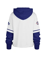 '47 Brand Women's White Los Angeles Dodgers Trifecta Shortstop Cropped Pullover Hoodie