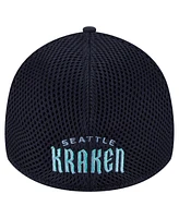 New Era Men's Deep Sea Blue Seattle Kraken Linear Featherweight 39THIRTY Flex Hat