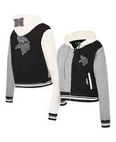 Pro Standard Women's Gray Minnesota Vikings Reverse French Terry Color Block Full-Zip Hoodie Jacket