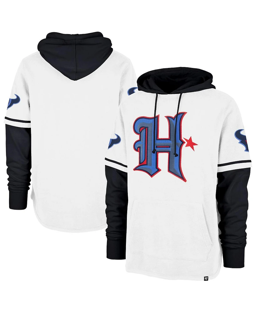 '47 Brand Men's White Houston Texans Trifecta Shortstop Pullover Hoodie