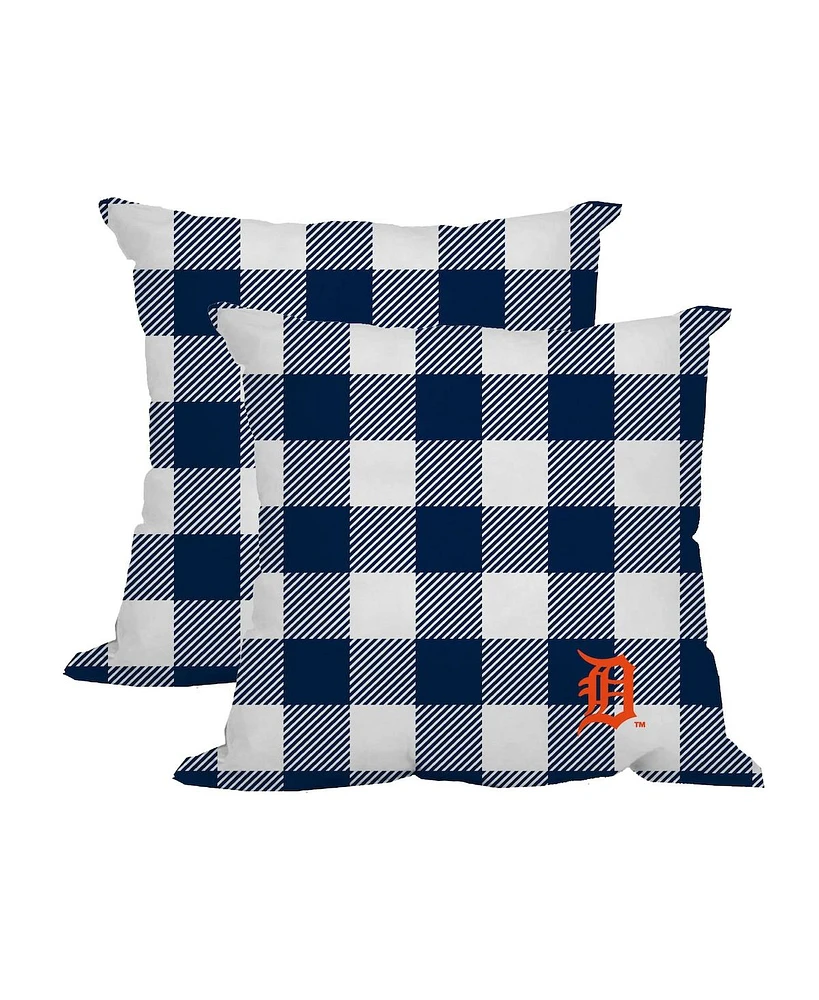 Logo Brands Detroit Tigers 2-Pack Buffalo Check Plaid Outdoor Pillow Set