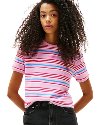 Tommy Jeans Women's Regular Fit Script Stripe Logo Tee