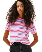 Tommy Jeans Women's Regular Fit Script Stripe Logo Tee