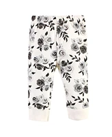 Touched by Nature Baby Girls Organic Cotton Pants 4pk, Black Floral