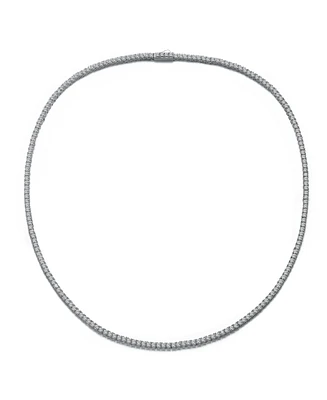 Sterling Silver White Gold Plated Cubic Zirconia 2MM Tennis Necklace