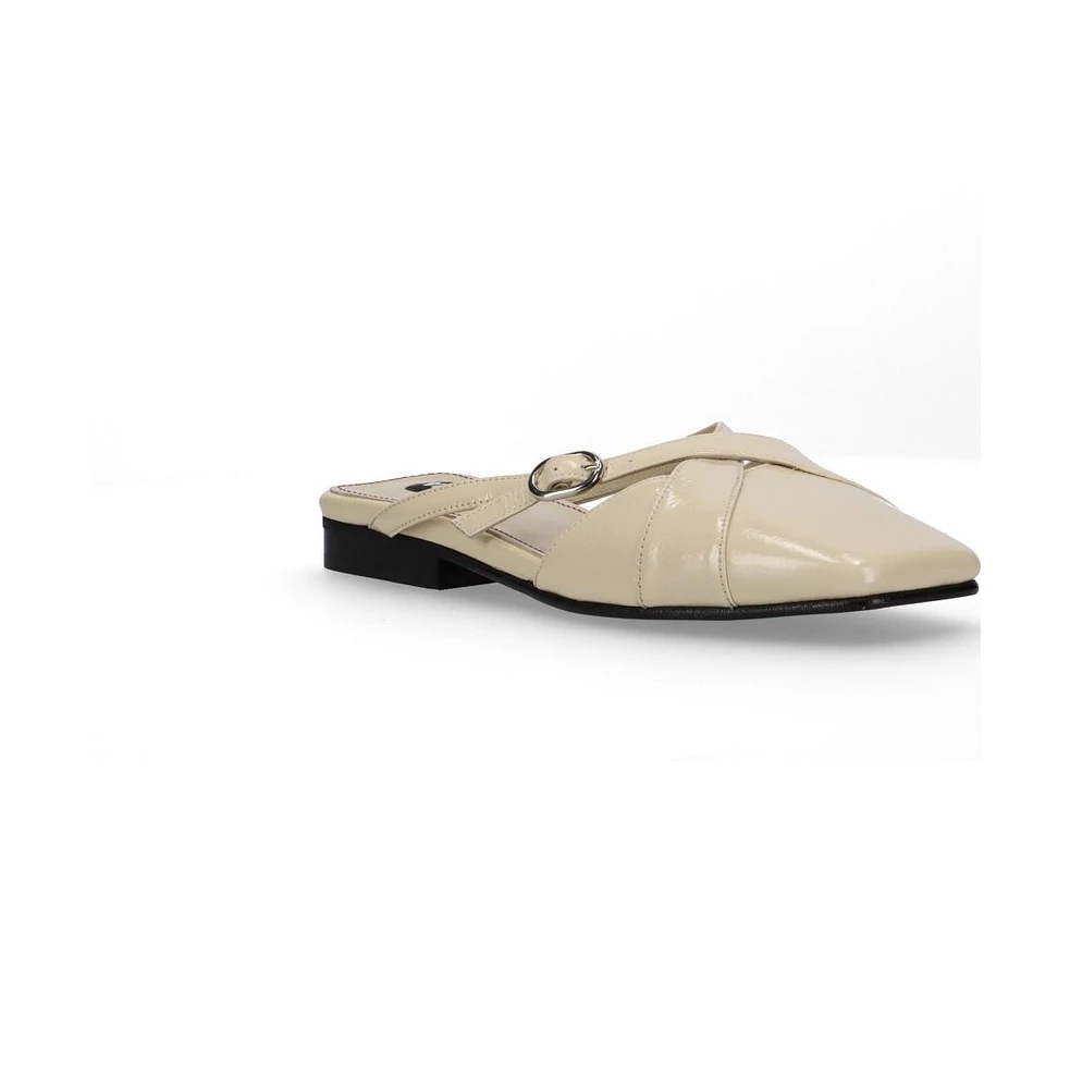 Adria Onix Cream Leather Mules