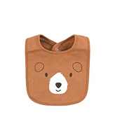 Hudson Baby Infant Boy Cotton Bib and Sock Set, Little Brown Bear, One Size