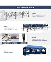 10x30 Navy Pop-Up Canopy Tent w/ Sidewalls & Wheeled Bag