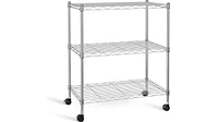 Heavy Duty 3-Shelf Shelving with Wheels, Adjustable Storage Units, Steel Organizer Wire Rack