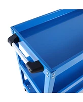 Tool Cart on Wheels, 3 Tier Rolling Mechanic Tool Cart, Heavy Duty Steel Utility Cart w/Lockable Wheels, 450 Lbs Capacity Industrial Service Cart for