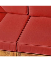 Acacia Wood Outdoor Loveseat Set with Coffee Table