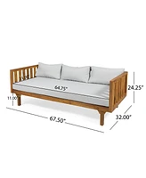 Acacia Wood 3-Seater Daybed & Coffee Table Set