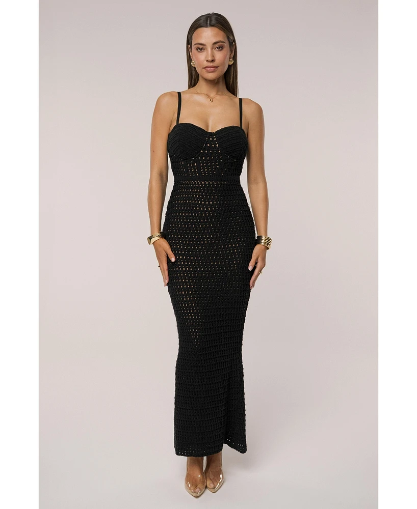 Jluxlabel Women's Deep Sea Crochet Maxi Dress