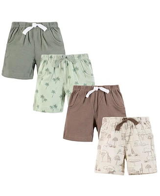 Hudson Baby Boys Shorts Bottoms 4-Pack, Safari Scene