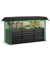 Outsunny Galvanized Raised Garden Bed with Crop Cage & Shade Cloth