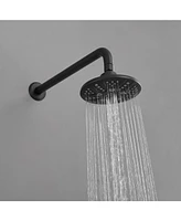Single-Handle 1-Spray Round Rain Shower Faucet Combo Set with Dual Function Pressure Balance Valve in Matte Black