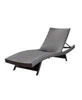 Brown Wicker Adjustable Lounge Chair Set