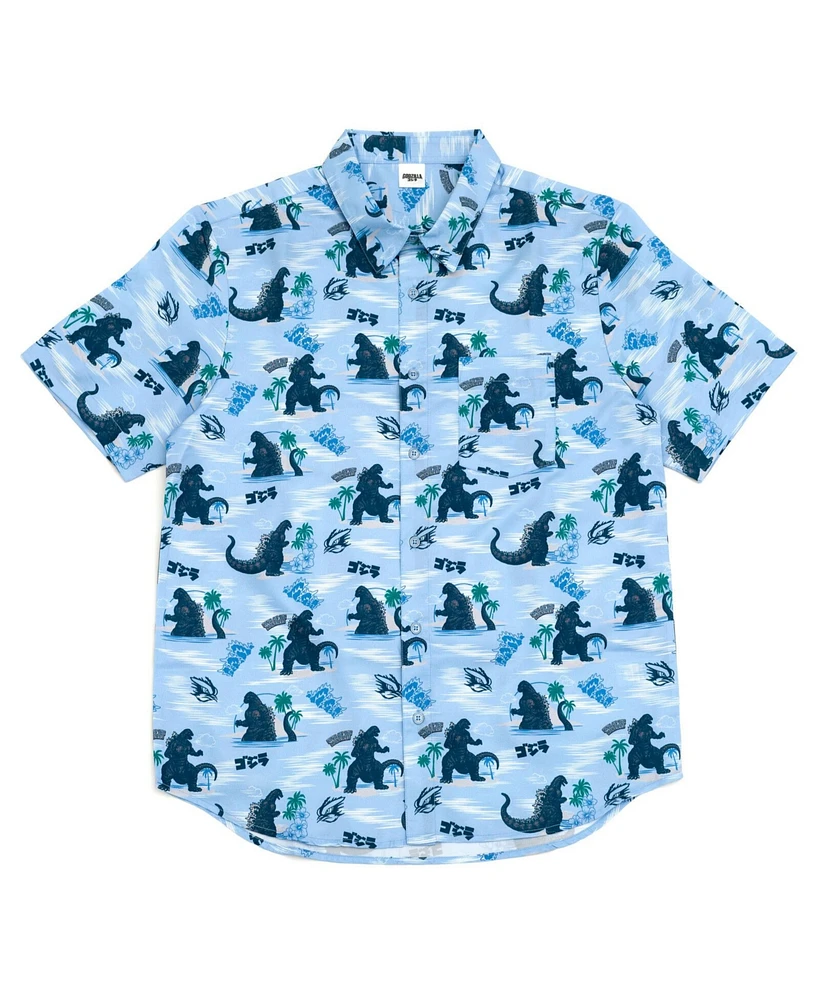Godzilla Boys Matching Family Hawaiian Button Down Dress Shirt