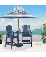 Aoodor Tall Adirondack Chairs Set of 2, Hdpe Patio Bar Stool with Connecting Tray,All-Weather Balcony Chair
