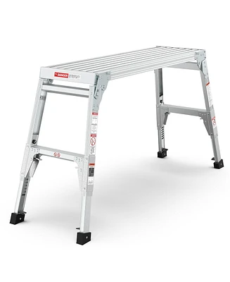 Aluminum Work Platform Large Size Step Stool Folding Portable Work Bench 40" Width Telescopic Feet 22"