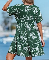 Cupshe Women's Classic Bloom Floral Mini Beach Dress