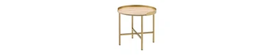 Round Wood End Table – Functional Tray Top with Metal Accent