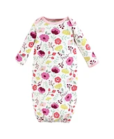 Touched by Nature Baby Girls Organic Cotton Gowns, Botanical 6-Piece, Preemie/Newborn