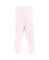 Hudson Baby Girls Cotton Pants and Leggings, White Coral Daisy