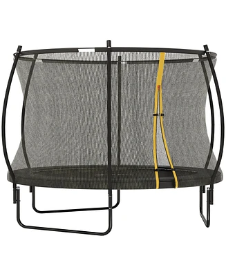 Soozier 10ft Outdoor Trampoline with Net Enclosure, Curved Poles