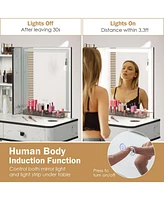 Vanity Makeup Table Set with Lighted Mirror