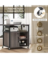 File Cabinet on Wheels with Charging Station and Cable Management Hole