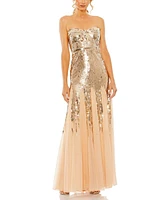 Mac Duggal Women's Sleeveless Sequin Mesh Gown