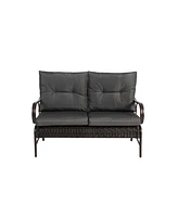 4-Pc Patio Set, Wicker Conversation Sofa & Chairs - Grey