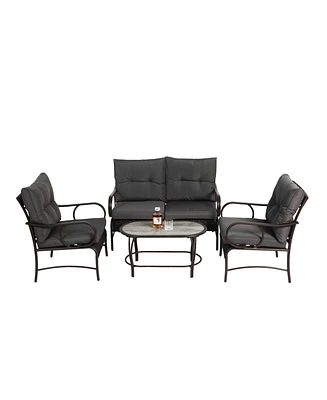 4-Pc Patio Set, Wicker Conversation Sofa & Chairs - Grey