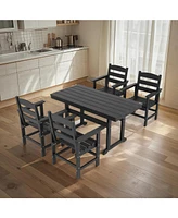 5-Piece Hdpe Patio Dining Set (Black), Table & 4 Chairs, 51" Table