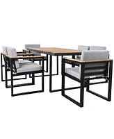 7-Piece Outdoor Dining Set, Table, Chairs, Cushions, Grey