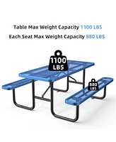 72" Expanded Metal Rectangular Picnic Table, Blue