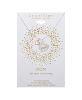 Unwritten Cubic Zirconia and Mother of Pearl Mom Open Heart Necklace