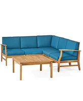 Modular Acacia Wood 7-Piece Outdoor Sectional Set