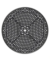 5-Pc Cast Aluminum Dining Set, 4 Swivel Chairs, 48" Round Table, Black Frame