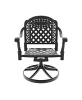 5-Pc Cast Aluminum Dining Set, 4 Swivel Chairs & Rectangular Table, Black Frame