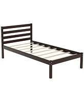 Twin Size Wood Platform Bed Frame with Headboard