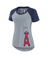 Nike Women's Heather Gray Los Angeles Angels Summer Breeze Raglan Fashion T-Shirt