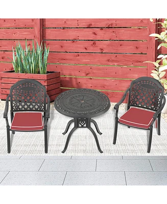 (Cushions In Random Colors) 3-Piece Set Of Cast Aluminum Patio Furniture